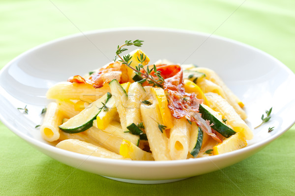 penne with sauce carbonara Stock photo © sarsmis