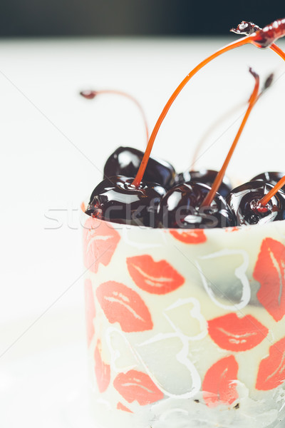 vanilla dessert with cherry confiture. Stock photo © sarymsakov