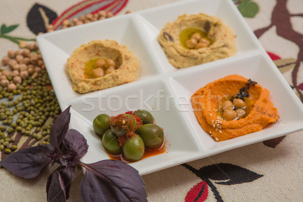 Stock photo: Delicious and healthy hummus 