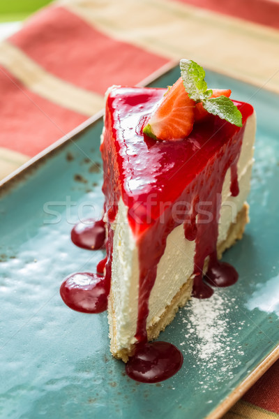 десерта чизкейк Ягоды соус зеленый мята Сток-фото © sarymsakov