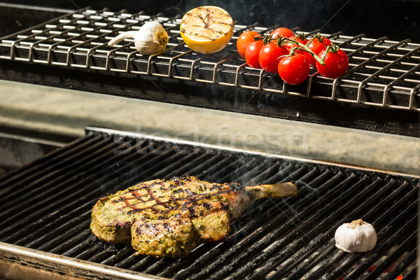 steak flame broiled on a barbecue Stock photo © sarymsakov