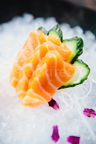 Różny świeże surowy sashimi lodu tablicy Zdjęcia stock © sarymsakov