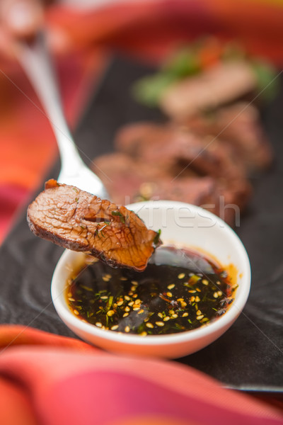Organikus friss érett pörkölt marhahús hús Stock fotó © sarymsakov