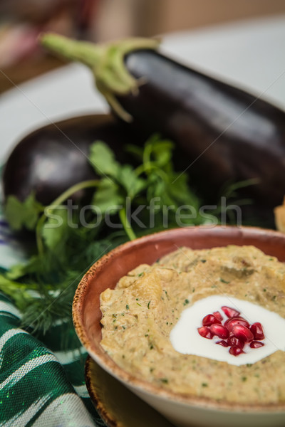 Traditional arabian eggplant dip baba ganoush  Stock photo © sarymsakov