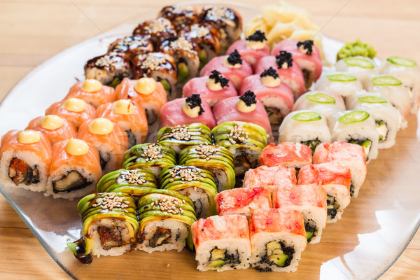 Set japanese sushi bianco piatto pesce Foto d'archivio © sarymsakov