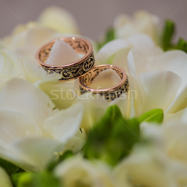 Two wedding rings in infinity sign. Love concept. Stock photo © sarymsakov