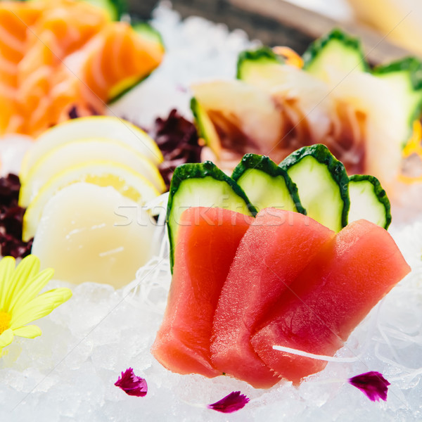 Tuńczyka sashimi świeże surowy biały rzodkiewka Zdjęcia stock © sarymsakov