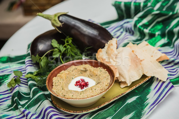 Traditional arabian eggplant dip baba ganoush  Stock photo © sarymsakov