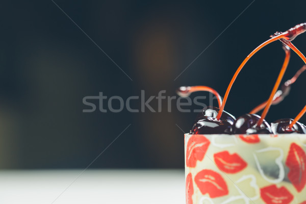 vanilla dessert with cherry confiture Stock photo © sarymsakov