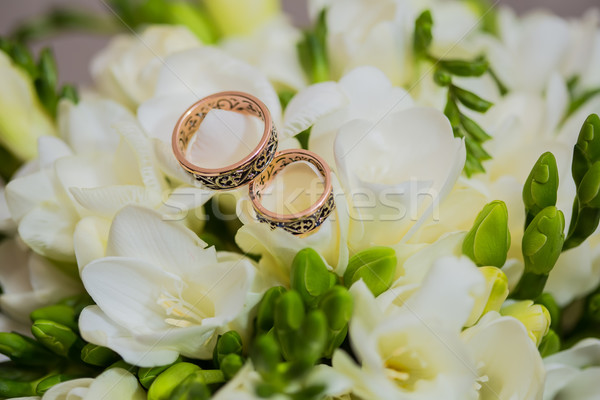 Two wedding rings in infinity sign. Love concept. Stock photo © sarymsakov