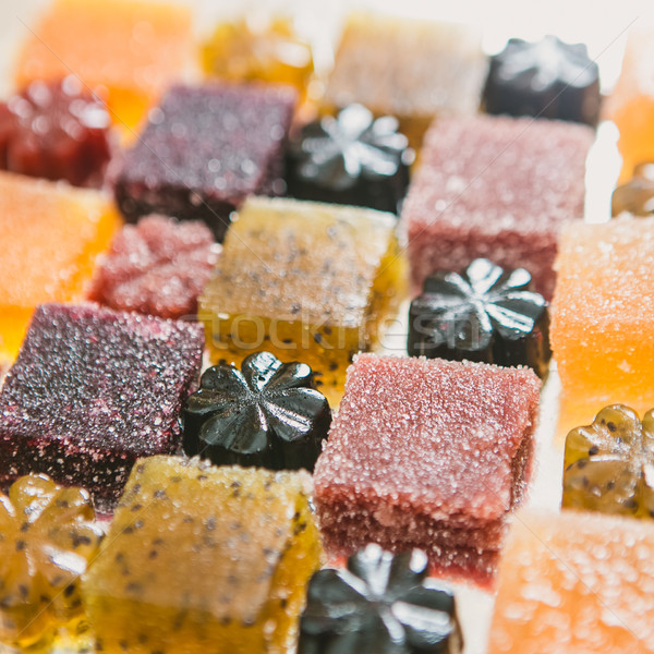 Kandírozott gyümölcs zselé sok különböző cukorkák Stock fotó © sarymsakov