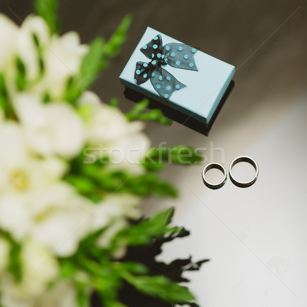 Two wedding rings in infinity sign. Love concept. Stock photo © sarymsakov