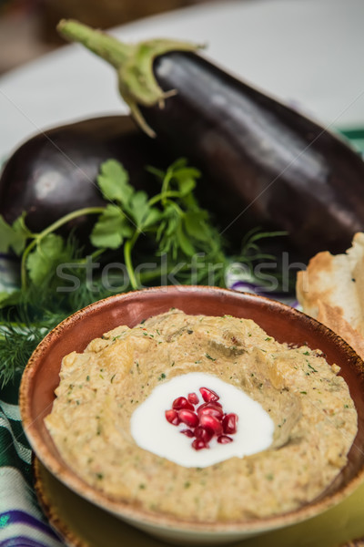 Traditional arabian eggplant dip baba ganoush  Stock photo © sarymsakov