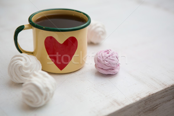 Кубок чашку кофе кофе красный сердце десерта Сток-фото © sarymsakov