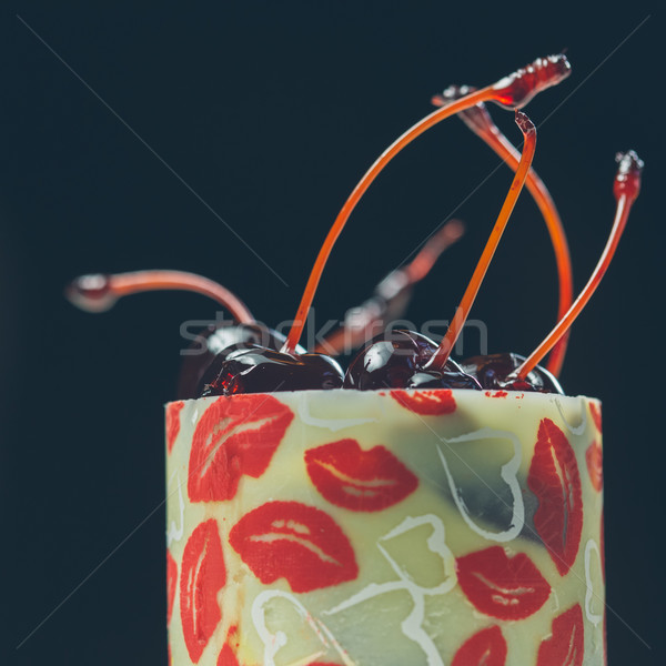 Stock photo: vanilla dessert with cherry confiture