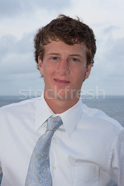 Stock fotó: Portré · fiatalember · óceán · víz · férfiak · tini