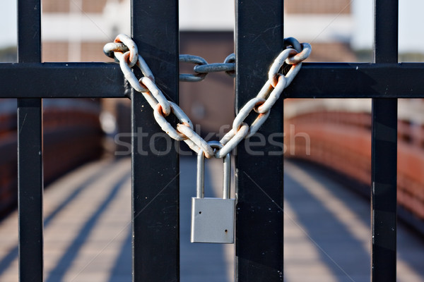 Vorhängeschloss Zaun Kette herum schwarz sicher Stock foto © sbonk