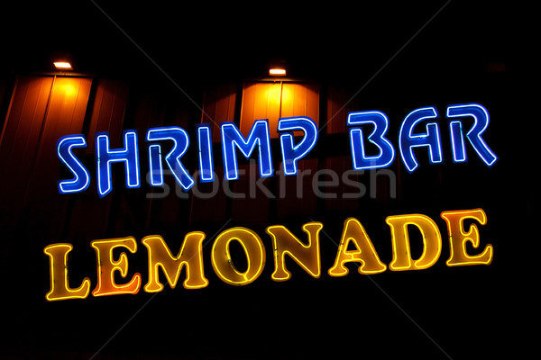 Crevettes bar limonade enseigne au néon restaurant [[stock_photo]] © sbonk