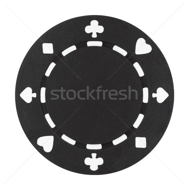 Negru poker cip izolat alb bani Imagine de stoc © sbonk
