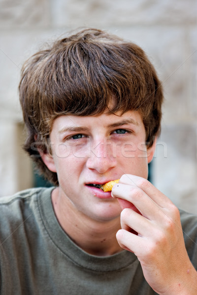 Boy eating French Fry Stock photo © sbonk