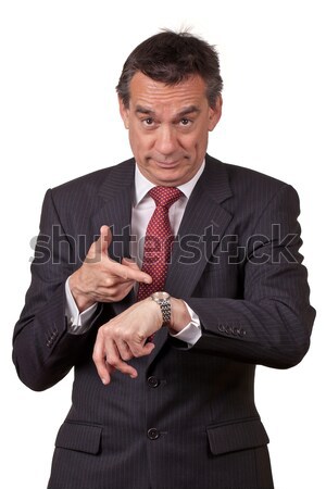 Business Man in Suit Pointing at Watch Stock photo © scheriton