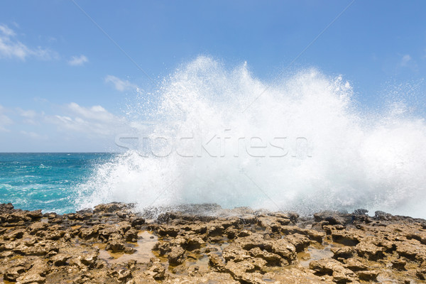 Waves Crashing Over Limestone Coastline Stock photo © scheriton