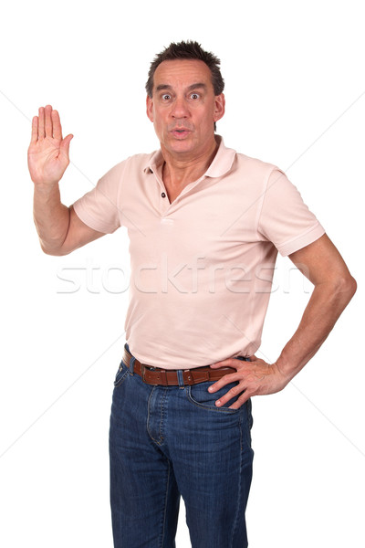 Stock photo: Man Making Stop Sign Looking Surprised