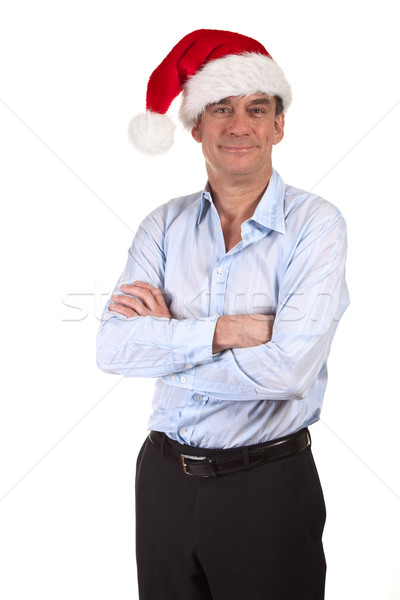 Smiling Business Man in Santa Hat Arms Folded Stock photo © scheriton