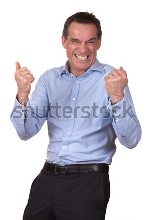 üzletember kék póló boldog izgatott vonzó Stock fotó © scheriton