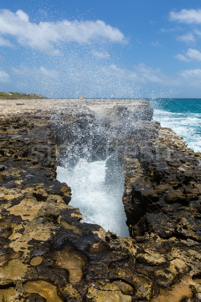 Waves Crashing through Rocky Opening Stock photo © scheriton