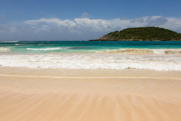 Atlantic Waves on Beautiful Golden Sandy Beach Antigua Stock photo © scheriton