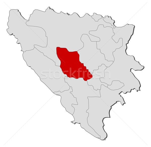 Stock photo: Map of Bosnia and Herzegovina, Central Bosnia highlighted