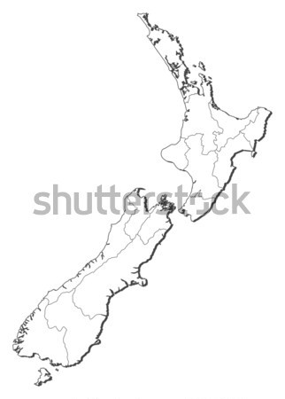 Foto stock: Mapa · Nueva · Zelandia · político · regiones · resumen