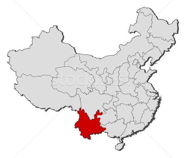 Stock photo: Map of China, Yunnan highlighted