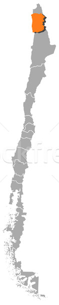 Stock fotó: Térkép · Chile · politikai · néhány · régiók · absztrakt