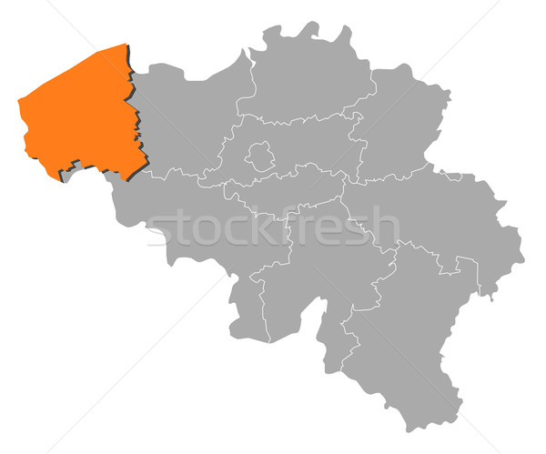 Map of Belgium, West Flanders highlighted Stock photo © Schwabenblitz