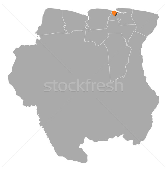 Map of Suriname, Paramaribo highlighted Stock photo © Schwabenblitz