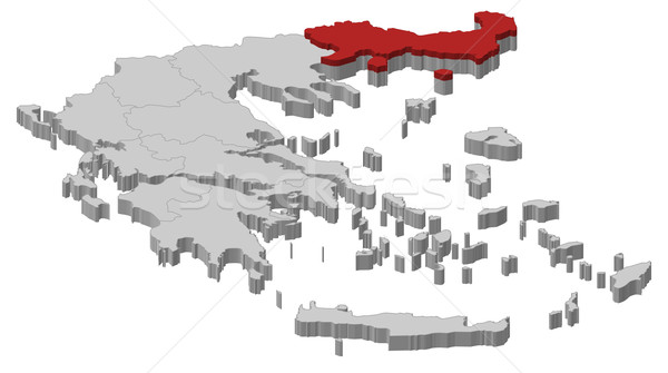 Map of Greece, East Macedonia and Thrace highlighted Stock photo © Schwabenblitz