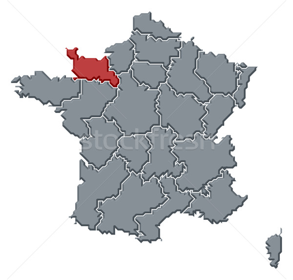 Map of France, Lower Normandy highlighted Stock photo © Schwabenblitz
