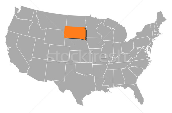 ストックフォト: 地図 · 米国 · サウスダコタ州 · 政治的 · いくつかの · 抽象的な