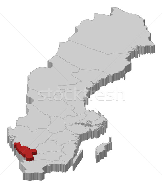 Map of Sweden, Halland County highlighted Stock photo © Schwabenblitz