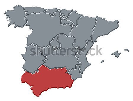Map of Spain, Andalusia highlighted Stock photo © Schwabenblitz
