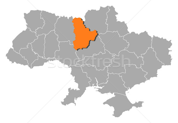 Map of Ukraine, Kiev highlighted Stock photo © Schwabenblitz