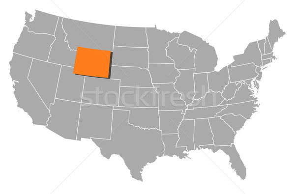 Map of the United States, Wyoming highlighted Stock photo © Schwabenblitz