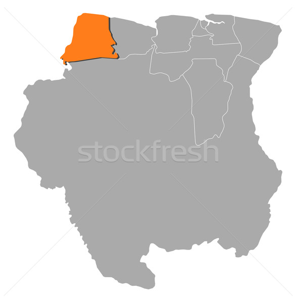 Map of Suriname, Nickerie highlighted Stock photo © Schwabenblitz