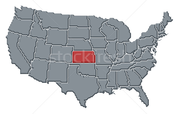 Map of the United States, Kansas highlighted Stock photo © Schwabenblitz