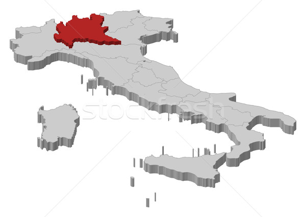 Map of Italy, Lombardy highlighted Stock photo © Schwabenblitz