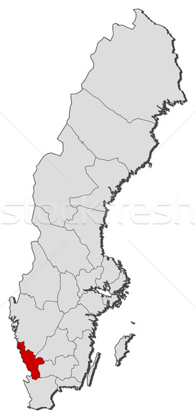Map of Sweden, Halland County highlighted Stock photo © Schwabenblitz