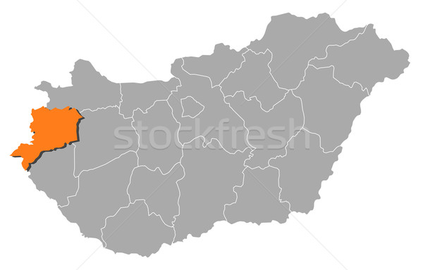 Map of Hungary, Vas highlighted Stock photo © Schwabenblitz