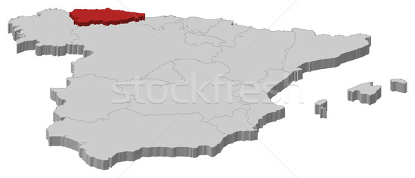 Map of Spain, Asturias highlighted Stock photo © Schwabenblitz